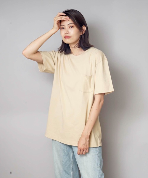 HANES(ヘインズ)の「【HANES】BEEFY-T ポケットTシャツ H5190/ヘインズ/ビーフィー/Tシャツ 無地/ユニセックス ヘビーウェイト(Tシャツ/カットソー・メンズ・ネイビー/ブラック/グレー/ホワイト/ベージュ/ライトピンク/レッド/ライトブルー/チャコールグレー/ダークパープル/ダークグリーン/カーキ/イエロー/レッド系その他/ブルー/グリーン/スミクロ/ライトベージュ・SMALL/LARGE/MEDIUM/X-LARGE/X-SMALL)」の6枚目の写真