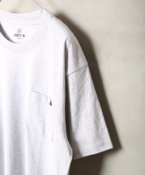 HANES(ヘインズ)の「【HANES】BEEFY-T ポケットTシャツ H5190/ヘインズ/ビーフィー/Tシャツ 無地/ユニセックス ヘビーウェイト(Tシャツ/カットソー・メンズ・ネイビー/ブラック/グレー/ホワイト/ベージュ/ライトピンク/レッド/ライトブルー/チャコールグレー/ダークパープル/ダークグリーン/カーキ/イエロー/レッド系その他/ブルー/グリーン/スミクロ/ライトベージュ・SMALL/LARGE/MEDIUM/X-LARGE/X-SMALL)」の19枚目の写真