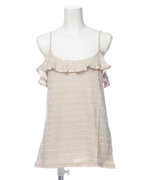 ROSE BUD(ローズバッド)の「STRIPE RUFFLE CAMISOLE(キャミソール・レディース・ナチュラル/グレー/ネイビー・ONE SIZE)」の1枚目の写真