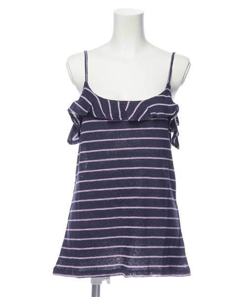 ROSE BUD(ローズバッド)の「STRIPE RUFFLE CAMISOLE(キャミソール・レディース・ナチュラル/グレー/ネイビー・ONE SIZE)」の3枚目の写真