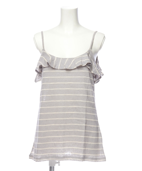 ROSE BUD(ローズバッド)の「STRIPE RUFFLE CAMISOLE(キャミソール・レディース・ナチュラル/グレー/ネイビー・ONE SIZE)」の2枚目の写真