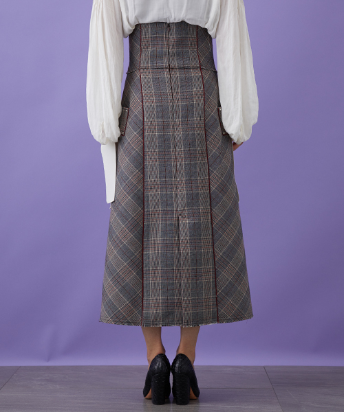 STUDIOUS HIGH（ストゥディオスハイ）の「トリプルクロスチェックボクシースカート（スカート・レディース・グレー/ブルー・0/1）」の6枚目の写真