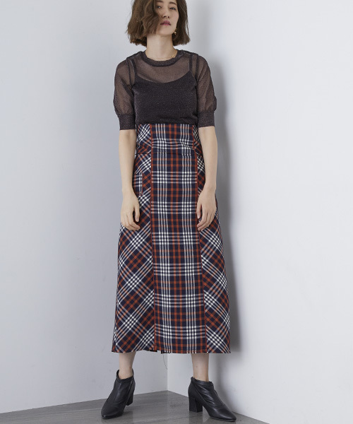 STUDIOUS HIGH（ストゥディオスハイ）の「トリプルクロスチェックボクシースカート（スカート・レディース・グレー/ブルー・0/1）」の12枚目の写真