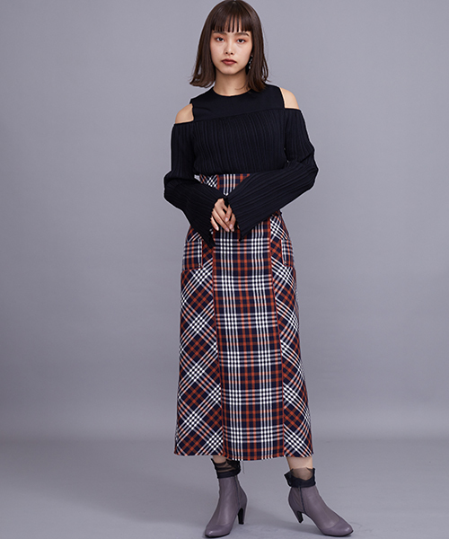 STUDIOUS HIGH（ストゥディオスハイ）の「トリプルクロスチェックボクシースカート（スカート・レディース・グレー/ブルー・0/1）」の13枚目の写真