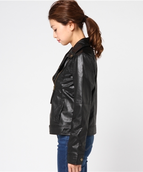 JEANS MATE（ジーンズメイト）の「【CULOTS】PUライダースジャケット（ライダースジャケット・レディース・ブラック・MEDIUM）」の8枚目の写真
