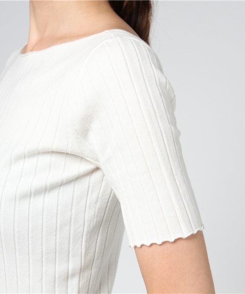 DEMYLEE（デミリー）の「DEMYLEE 半袖ニット（ニット/セーター・レディース・ホワイト/ネイビー/ボルドー・X-SMALL/SMALL）」の8枚目の写真