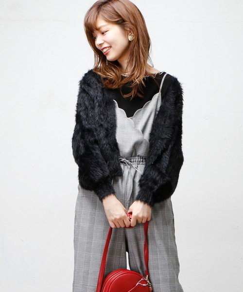 natural couture（ナチュラルクチュール）の「モンスターシャギー前後２ＷＡＹ（カーディガン/ボレロ・レディース・グレー/パープル系その他/ネイビー/ブラック・FREE）」の16枚目の写真