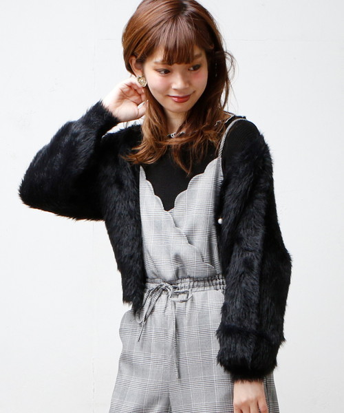 natural couture（ナチュラルクチュール）の「モンスターシャギー前後２ＷＡＹ（カーディガン/ボレロ・レディース・グレー/パープル系その他/ネイビー/ブラック・FREE）」の12枚目の写真