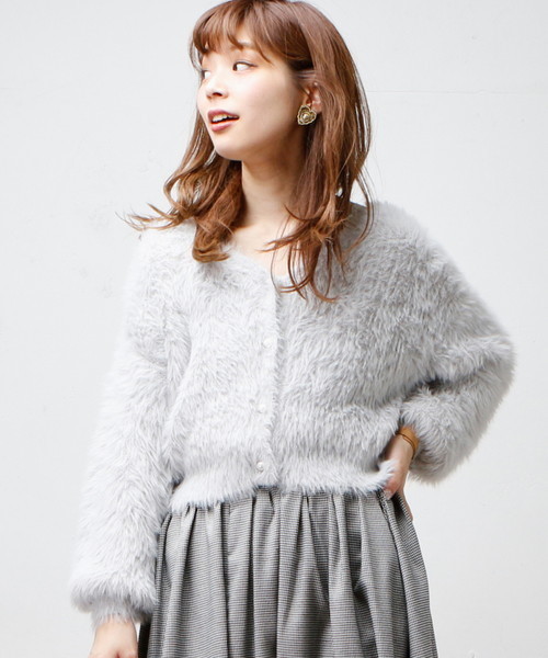 natural couture（ナチュラルクチュール）の「モンスターシャギー前後２ＷＡＹ（カーディガン/ボレロ・レディース・グレー/パープル系その他/ネイビー/ブラック・FREE）」の21枚目の写真