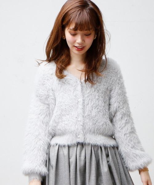 natural couture（ナチュラルクチュール）の「モンスターシャギー前後２ＷＡＹ（カーディガン/ボレロ・レディース・グレー/パープル系その他/ネイビー/ブラック・FREE）」の8枚目の写真