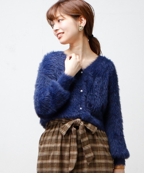 natural couture（ナチュラルクチュール）の「モンスターシャギー前後２ＷＡＹ（カーディガン/ボレロ・レディース・グレー/パープル系その他/ネイビー/ブラック・FREE）」の14枚目の写真