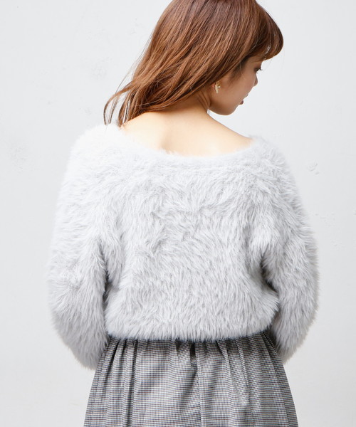 natural couture（ナチュラルクチュール）の「モンスターシャギー前後２ＷＡＹ（カーディガン/ボレロ・レディース・グレー/パープル系その他/ネイビー/ブラック・FREE）」の9枚目の写真