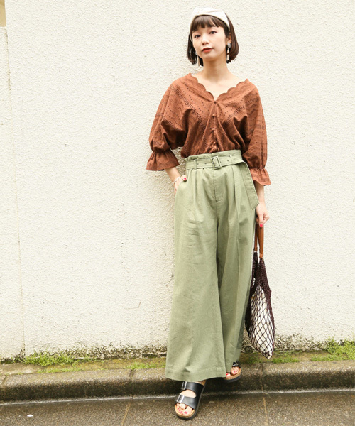 LOWRYS FARM（ローリーズファーム）の「ハイウエストカラーワイド　791908 （その他パンツ・レディース・ブラック/ブラウン/カーキ/アイボリー/オレンジ・MEDIUM/LARGE）」の17枚目の写真