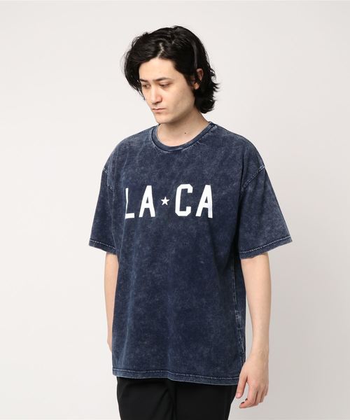STYLEBLOCK(スタイルブロック)の「カットデニムビッグシルエットロゴプリント半袖Tシャツ(Tシャツ/カットソー・メンズ・ネイビー/ブルー・M/L)」の2枚目の写真