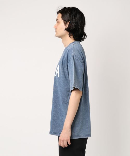 STYLEBLOCK(スタイルブロック)の「カットデニムビッグシルエットロゴプリント半袖Tシャツ(Tシャツ/カットソー・メンズ・ネイビー/ブルー・M/L)」の4枚目の写真