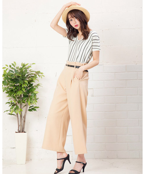 KOBE LETTUCE（コウベレタス）の「Vネックレーヨン素材サマーニットトップス/レディース[C3224]神戸レタス（ニット/セーター・レディース・ブラック/ベージュ/オフホワイト/ブルー/グリーン/ストライプ/コーラル・FREE）」の14枚目の写真