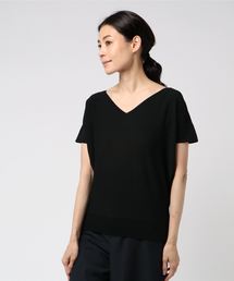 Vネックレーヨン素材サマーニットトップス/レディース[C3224]神戸レタス