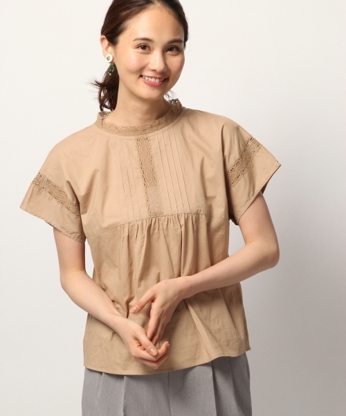 Global Work グローバルワーク の レーススタンドフリルブラウス半袖 シャツ ブラウス Wear