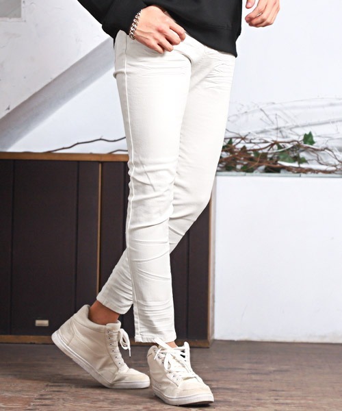 LUXSTYLE（ラグスタイル）の「ストレッチデニムスキニーアンクルパンツ（デニムパンツ・メンズ・インディゴブルー/ブルー系その他/ブルー/グレー/ブラック/ホワイト・S/M/L/XL）」の2枚目の写真