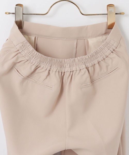 ストレッチきれいめ美脚タックテーパードパンツセンタープレスパンツウエストゴム