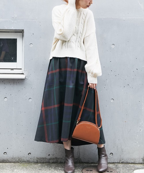 natural couture（ナチュラルクチュール）の「BIGチェックフレアスカート（スカート・レディース・レッド系その他/オレンジ系その他/ブラック/イエロー系その他・FREE）」の2枚目の写真