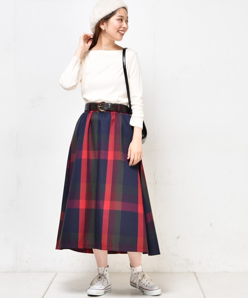 natural couture（ナチュラルクチュール）の「BIGチェックフレアスカート（スカート・レディース・レッド系その他/オレンジ系その他/ブラック/イエロー系その他・FREE）」の11枚目の写真