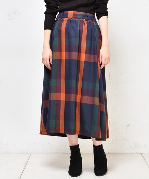 natural couture（ナチュラルクチュール）の「BIGチェックフレアスカート（スカート・レディース・レッド系その他/オレンジ系その他/ブラック/イエロー系その他・FREE）」の15枚目の写真