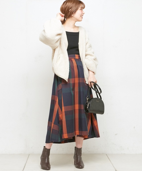 natural couture（ナチュラルクチュール）の「BIGチェックフレアスカート（スカート・レディース・レッド系その他/オレンジ系その他/ブラック/イエロー系その他・FREE）」の17枚目の写真