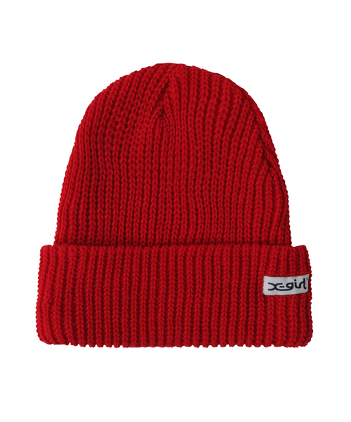 X-girl（エックスガール）の「BASIC KNIT CAP（ニットキャップ/ビーニー・レディース・ブラック/アッシュグレー/ブルー/パープル/レッド・ONE SIZE）」の5枚目の写真