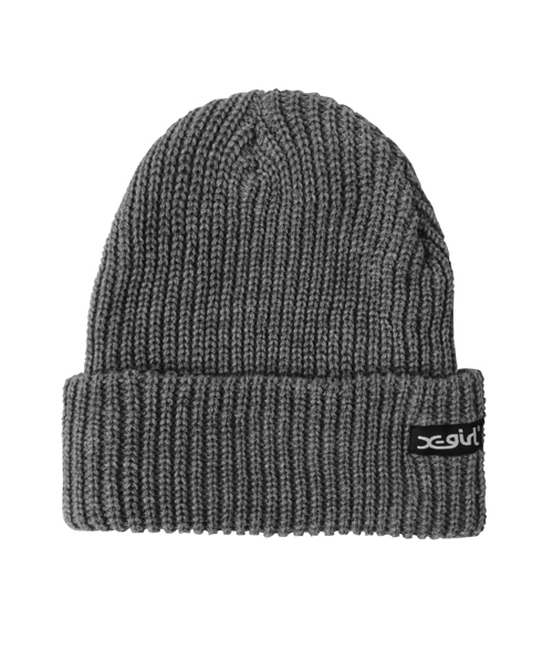 X-girl（エックスガール）の「BASIC KNIT CAP（ニットキャップ/ビーニー・レディース・ブラック/アッシュグレー/ブルー/パープル/レッド・ONE SIZE）」の3枚目の写真
