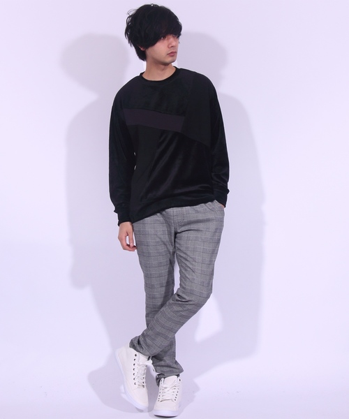 ８(eight)（エイト）の「ベロア 切替 長袖Tシャツ カットソー（Tシャツ/カットソー・メンズ・ブラック/ベージュ/ネイビー/グリーン/ワイン・MEDIUM/LARGE/X-LARGE）」の21枚目の写真