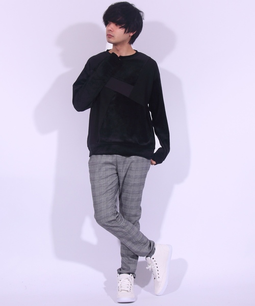 ８(eight)（エイト）の「ベロア 切替 長袖Tシャツ カットソー（Tシャツ/カットソー・メンズ・ブラック/ベージュ/ネイビー/グリーン/ワイン・MEDIUM/LARGE/X-LARGE）」の22枚目の写真