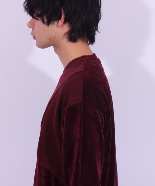８(eight)（エイト）の「ベロア 切替 長袖Tシャツ カットソー（Tシャツ/カットソー・メンズ・ブラック/ベージュ/ネイビー/グリーン/ワイン・MEDIUM/LARGE/X-LARGE）」の13枚目の写真