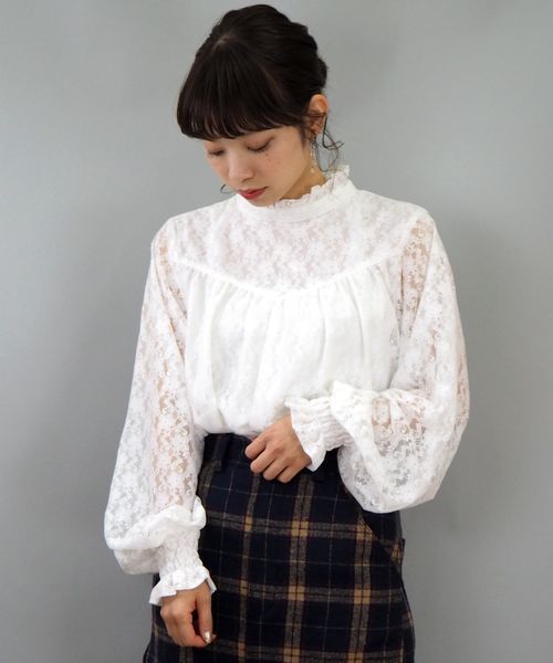 tiptop（ティップトップ）の「プチハイネックブラウス（シャツ/ブラウス・レディース・ブラック/オフホワイト/グリーン/ダークグレー/ホワイト系その他/キナリ/ブラウン/ブルー・FREE）」の11枚目の写真