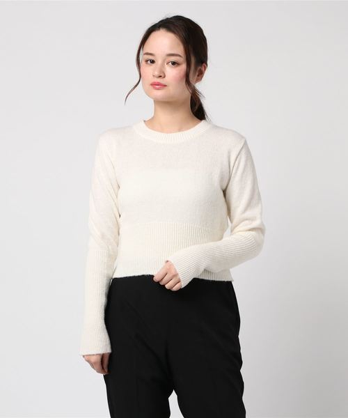 Lepidos（レピドス）の「Lepidos レピドス / Lepi FITTED KNIT TOP フィットニットソー セーター（ニット/セーター・レディース・マスタード/ホワイト・OS）」の2枚目の写真