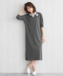 七分袖Vネックワンピース Tシャツワンピ