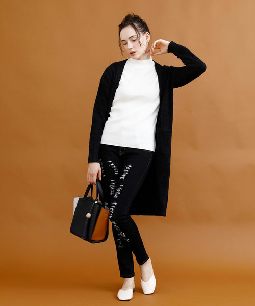 aimoha（アイモハ）の「クラッシュストレッチデニム（デニムパンツ・レディース・ブラック/ブルー/ネイビー/インディゴブルー/ライトブルー・SMALL/MEDIUM/X-SMALL/LARGE/X-LARGE）」の17枚目の写真