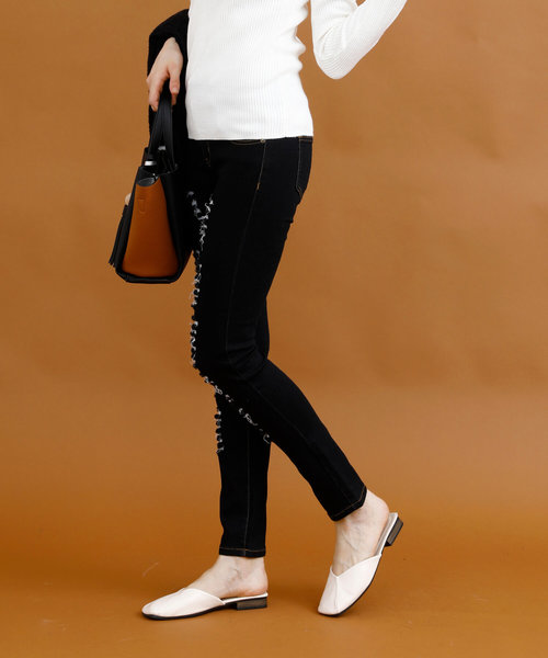 aimoha（アイモハ）の「クラッシュストレッチデニム（デニムパンツ・レディース・ブラック/ブルー/ネイビー/インディゴブルー/ライトブルー・SMALL/MEDIUM/X-SMALL/LARGE/X-LARGE）」の20枚目の写真