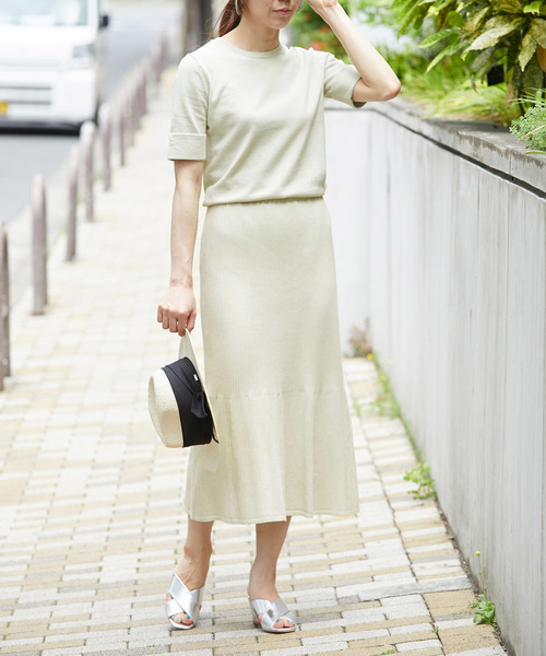 ROPE'（ロペ）の「【ドラマ着用】【セットアップ対応】オーガニックコットンリブニットスカート＊（スカート・レディース・ライトグレー/ライトグリーン/レンガ・38/36）」の13枚目の写真