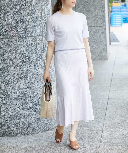 ROPE'（ロペ）の「【ドラマ着用】【セットアップ対応】オーガニックコットンリブニットスカート＊（スカート・レディース・ライトグレー/ライトグリーン/レンガ・38/36）」の9枚目の写真