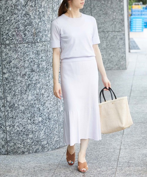 ROPE'（ロペ）の「【ドラマ着用】【セットアップ対応】オーガニックコットンリブニットスカート＊（スカート・レディース・ライトグレー/ライトグリーン/レンガ・38/36）」の15枚目の写真