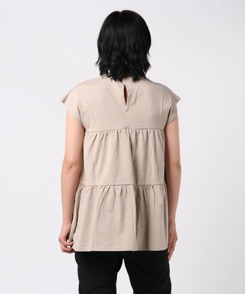 Cheek（チーク）の「麻調天竺ギャザートップス（Tシャツ/カットソー・レディース・ピンク/イエロー/アイボリー・MEDIUM）」の4枚目の写真