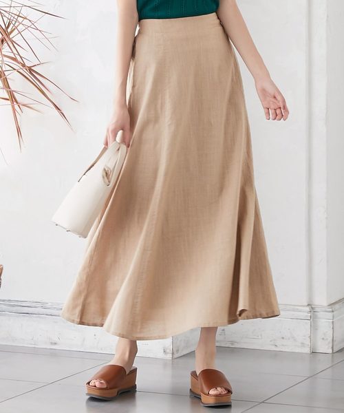KOBE LETTUCE（コウベレタス）の「リネンタッチスラブマキシ丈フレアスカート（スカート・レディース・ライトベージュ/ベージュ/ブラック/パープル・FREE）」の2枚目の写真