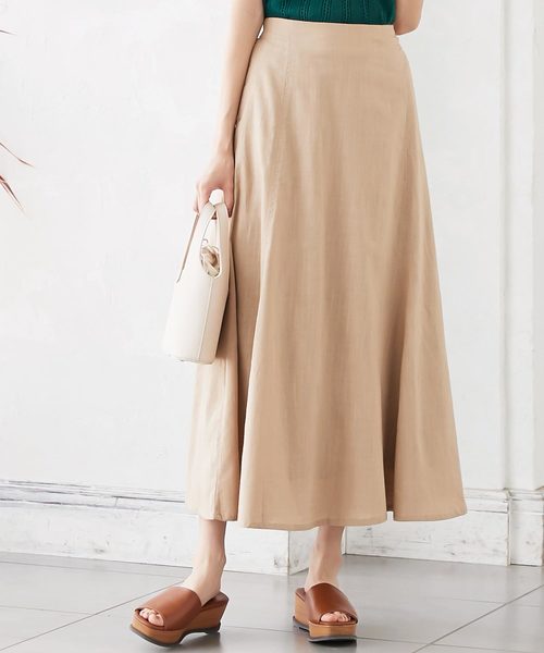 KOBE LETTUCE（コウベレタス）の「リネンタッチスラブマキシ丈フレアスカート（スカート・レディース・ライトベージュ/ベージュ/ブラック/パープル・FREE）」の12枚目の写真