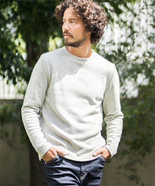 CAMBIO(カンビオ)の「mlt2645-Back Brush Simple Knit sew ニットソー(Tシャツ/カットソー・メンズ・ブラック/グレー/ネイビー/ブラック系その他・S/M/L)」の4枚目の写真
