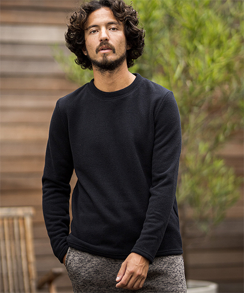 CAMBIO(カンビオ)の「mlt2645-Back Brush Simple Knit sew ニットソー(Tシャツ/カットソー・メンズ・ブラック/グレー/ネイビー/ブラック系その他・S/M/L)」の2枚目の写真