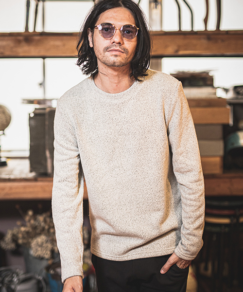 CAMBIO(カンビオ)の「mlt2645-Back Brush Simple Knit sew ニットソー(Tシャツ/カットソー・メンズ・ブラック/グレー/ネイビー/ブラック系その他・S/M/L)」の6枚目の写真