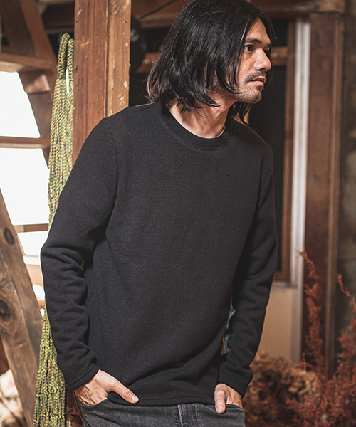CAMBIO(カンビオ)の「mlt2645-Back Brush Simple Knit sew ニットソー(Tシャツ/カットソー・メンズ・ブラック/グレー/ネイビー/ブラック系その他・S/M/L)」の8枚目の写真