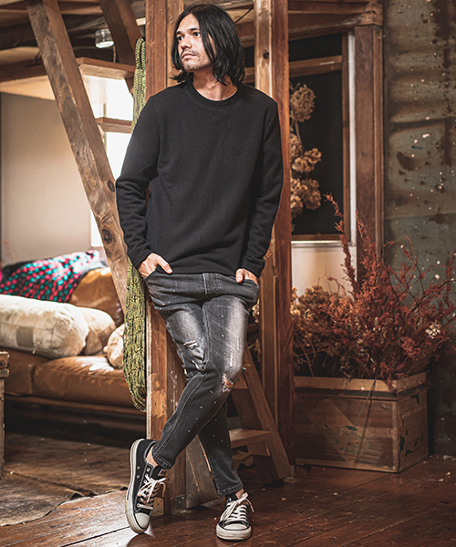 CAMBIO(カンビオ)の「mlt2645-Back Brush Simple Knit sew ニットソー(Tシャツ/カットソー・メンズ・ブラック/グレー/ネイビー/ブラック系その他・S/M/L)」の9枚目の写真