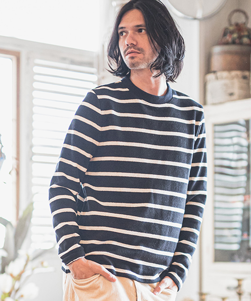 CAMBIO(カンビオ)の「mlt2645-Back Brush Simple Knit sew ニットソー(Tシャツ/カットソー・メンズ・ブラック/グレー/ネイビー/ブラック系その他・S/M/L)」の10枚目の写真